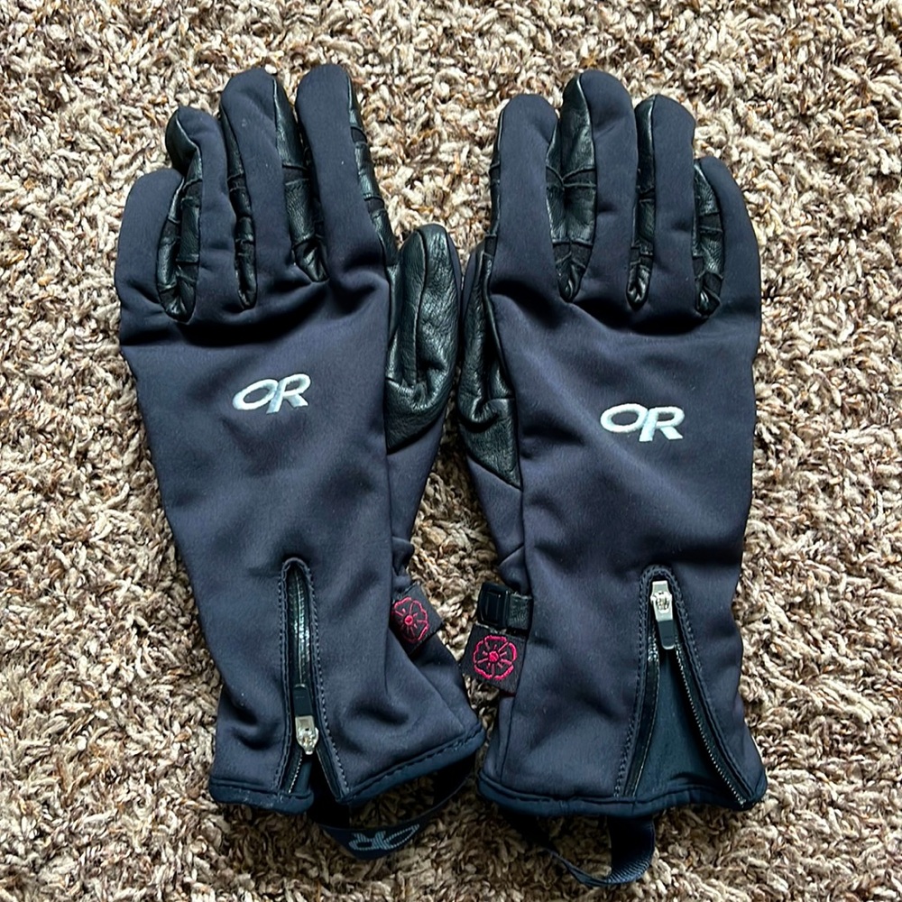 Womens Outdoor Research leather palm gloves Windstopper upper